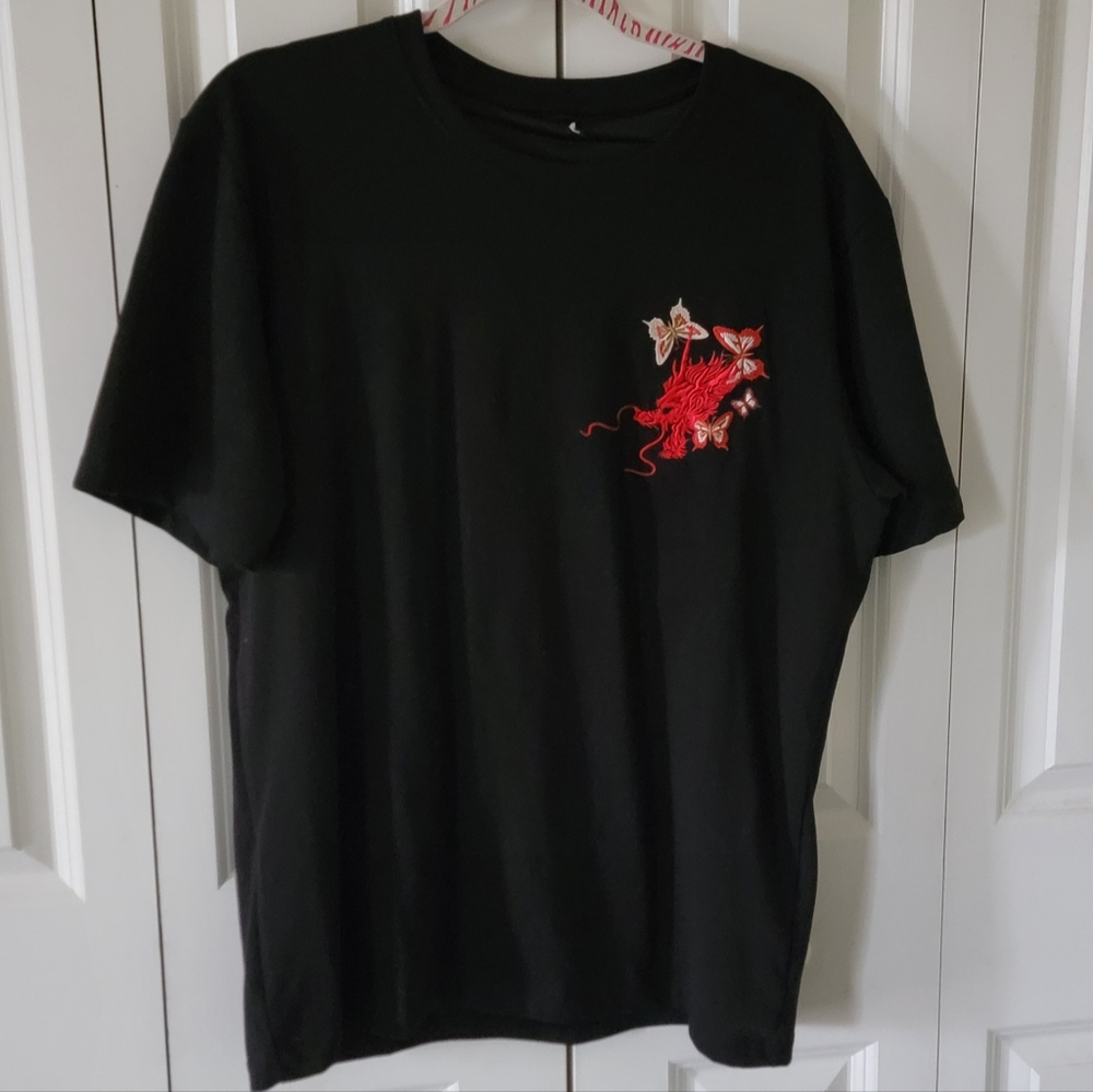 Black Dragon Embroidered T shirt